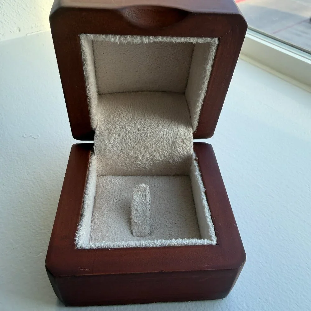 Wooden Ring Box with Velvet Interior